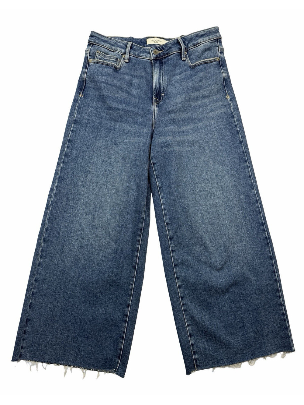 Hidden Los Angeles High Rise Cropped Wide Leg Jeans Mid Wash Blue Size 30 W
